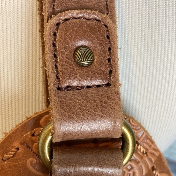 The Sak Indio Genuine Leather Satchel Purse Bag Floral Embossing Western Boho - Picture 9 of 16
